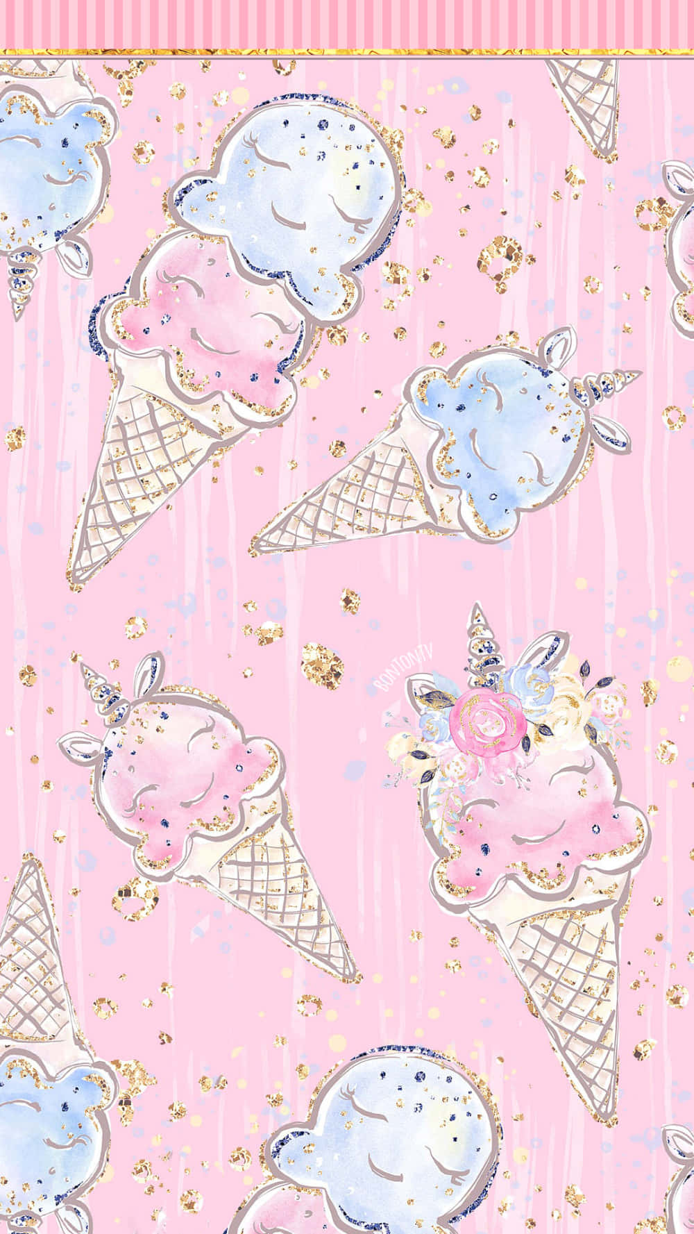 unicorn, pastel pink, gold glitter, HD Phone Wallpaper