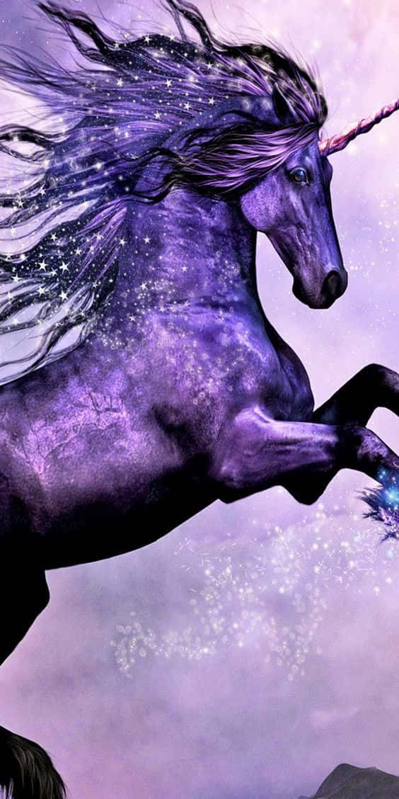 Purple Unicorn, starry mane, cosmic sky, SD Phone Wallpaper
