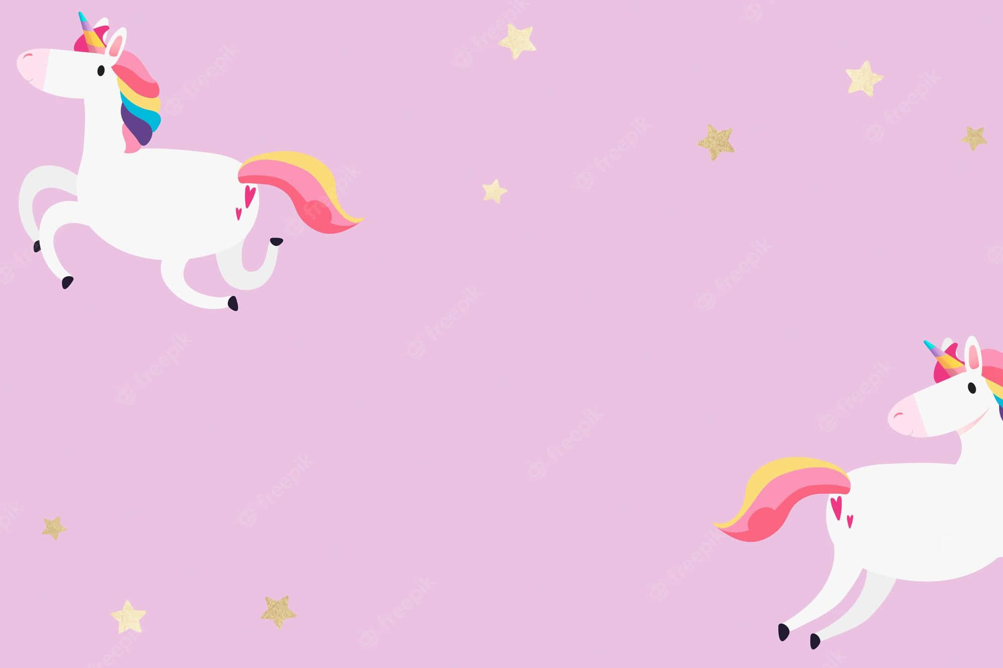Unicorn Aesthetic, cartoon unicorns, rainbow manes, Full HD Desktop Wallpaper