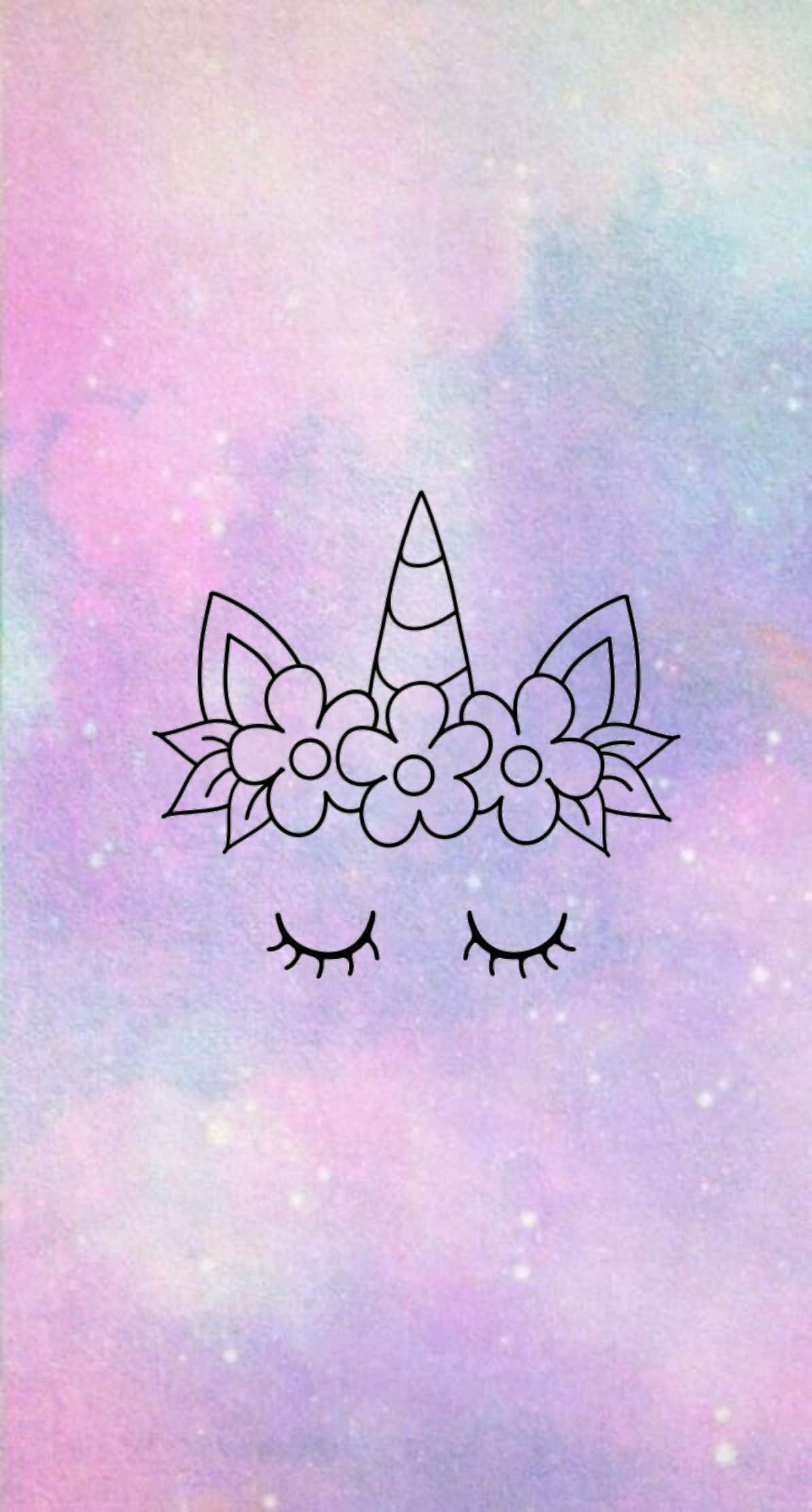 purple unicorn, floral crown, pastel galaxy background, Full HD Phone Wallpaper