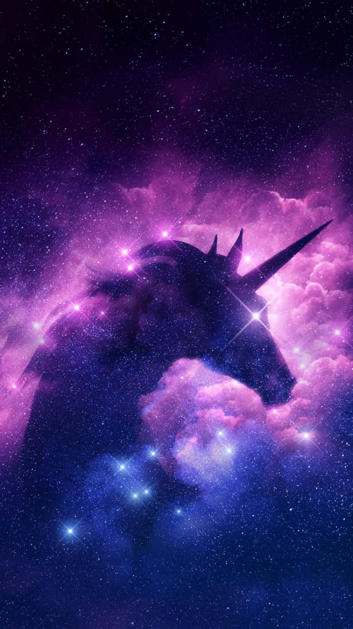 purple unicorn, cosmic purple, blue nebulae, SD Phone Wallpaper