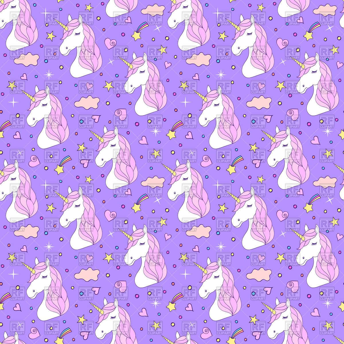 Purple Unicorn, unicorn heads, pink manes, SD Desktop Wallpaper