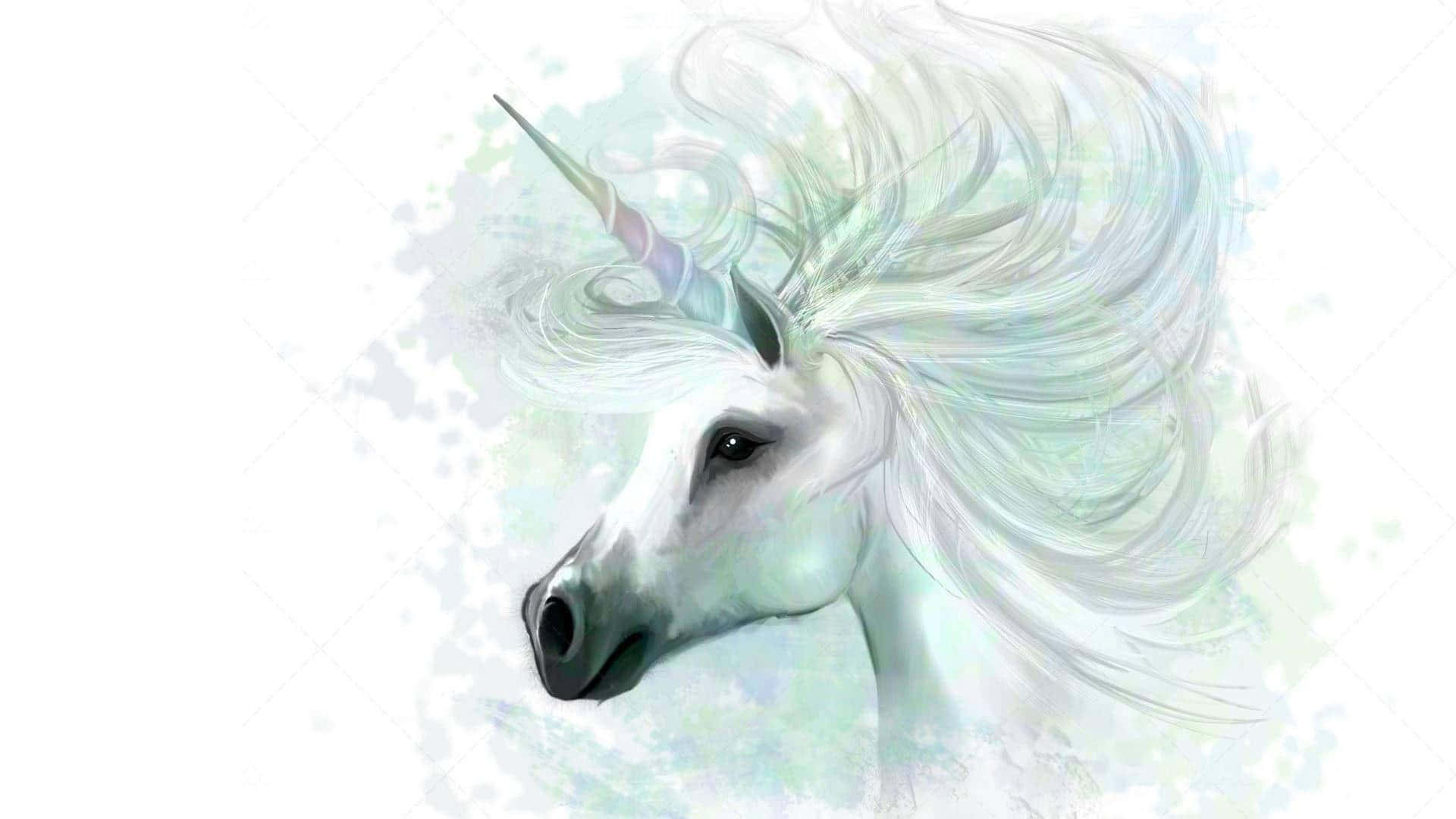 unicorn aesthetic, white unicorn, flowing mane, Full HD Desktop Wallpaper