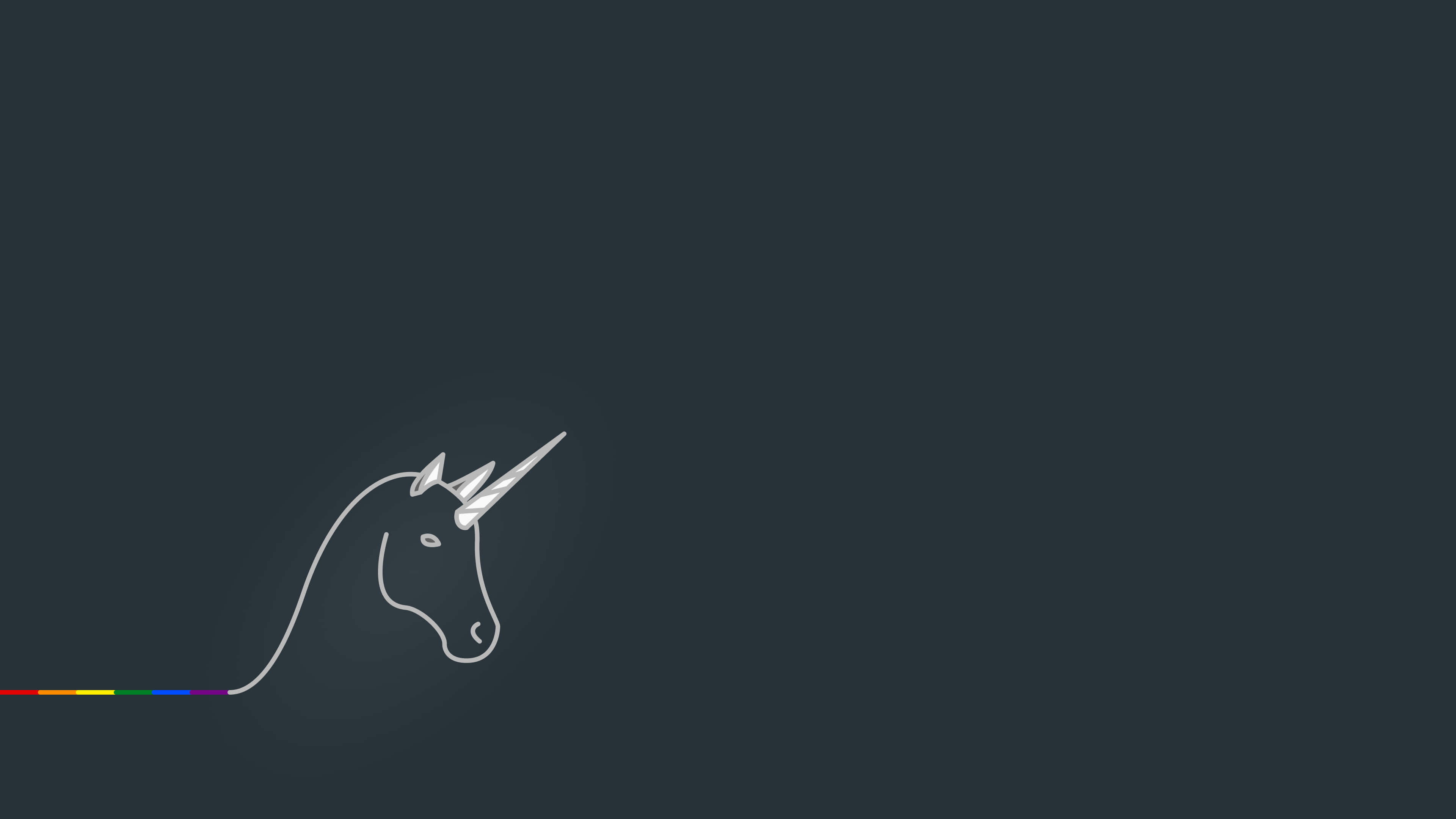 unicorn, rainbow tail, minimalist white line drawing, 4K Desktop Wallpaper