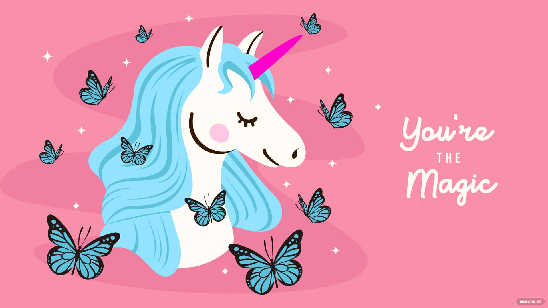 Unicorn Desktop, pink horn, blue mane, Full HD Desktop Wallpaper
