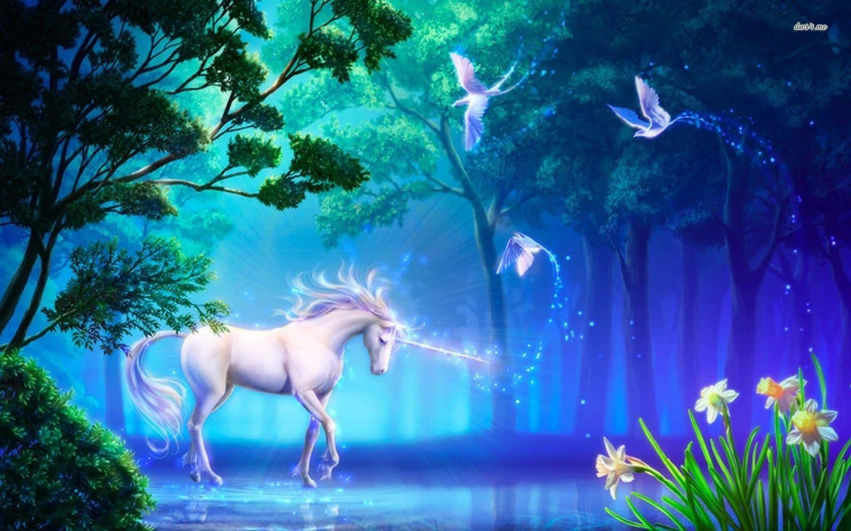 unicorn desktop, glowing white unicorn, radiant horn, HD Desktop Wallpaper