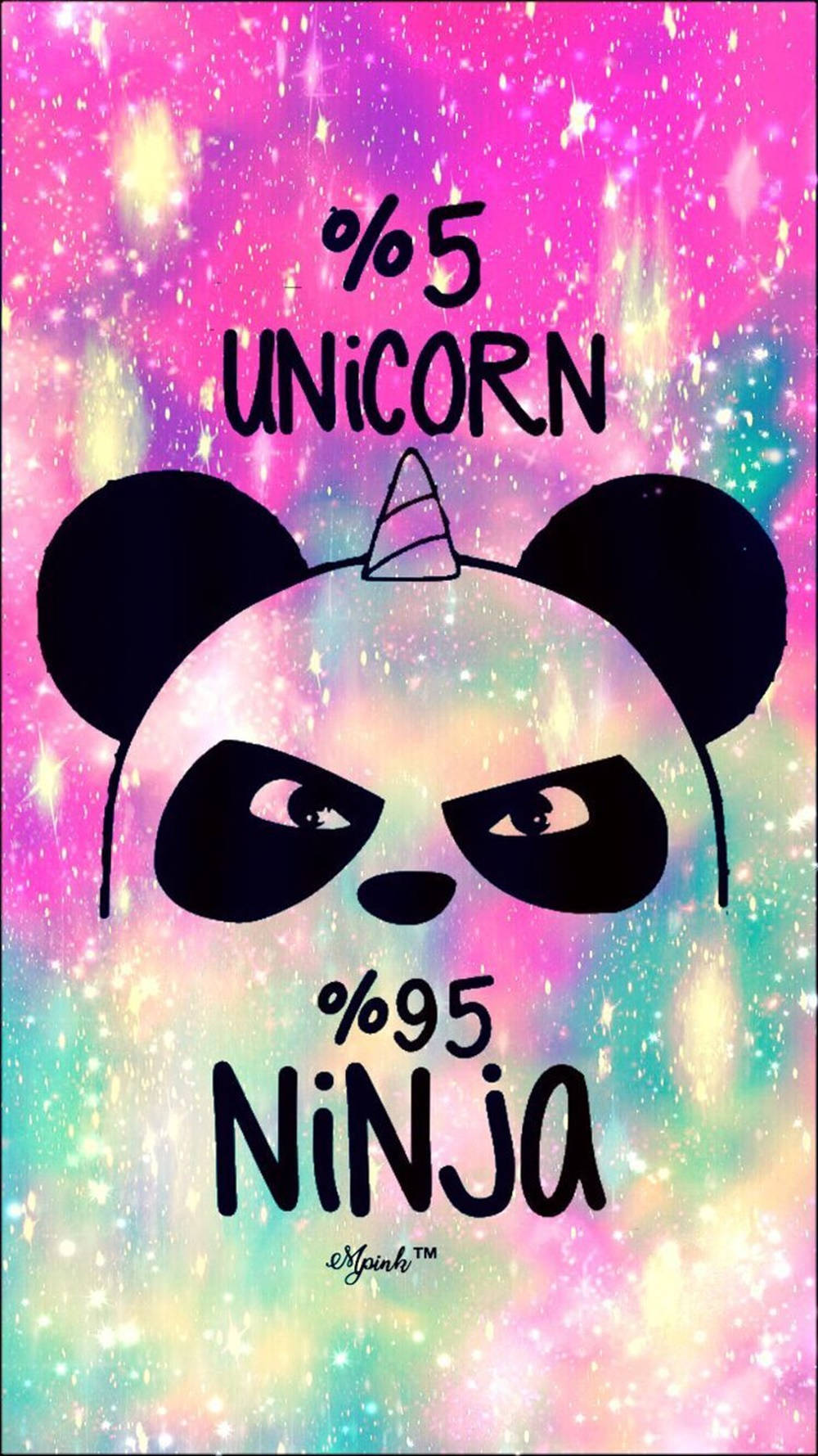 ninja panda, galaxy unicorn, glittering cosmic rainbow, HD Phone Wallpaper