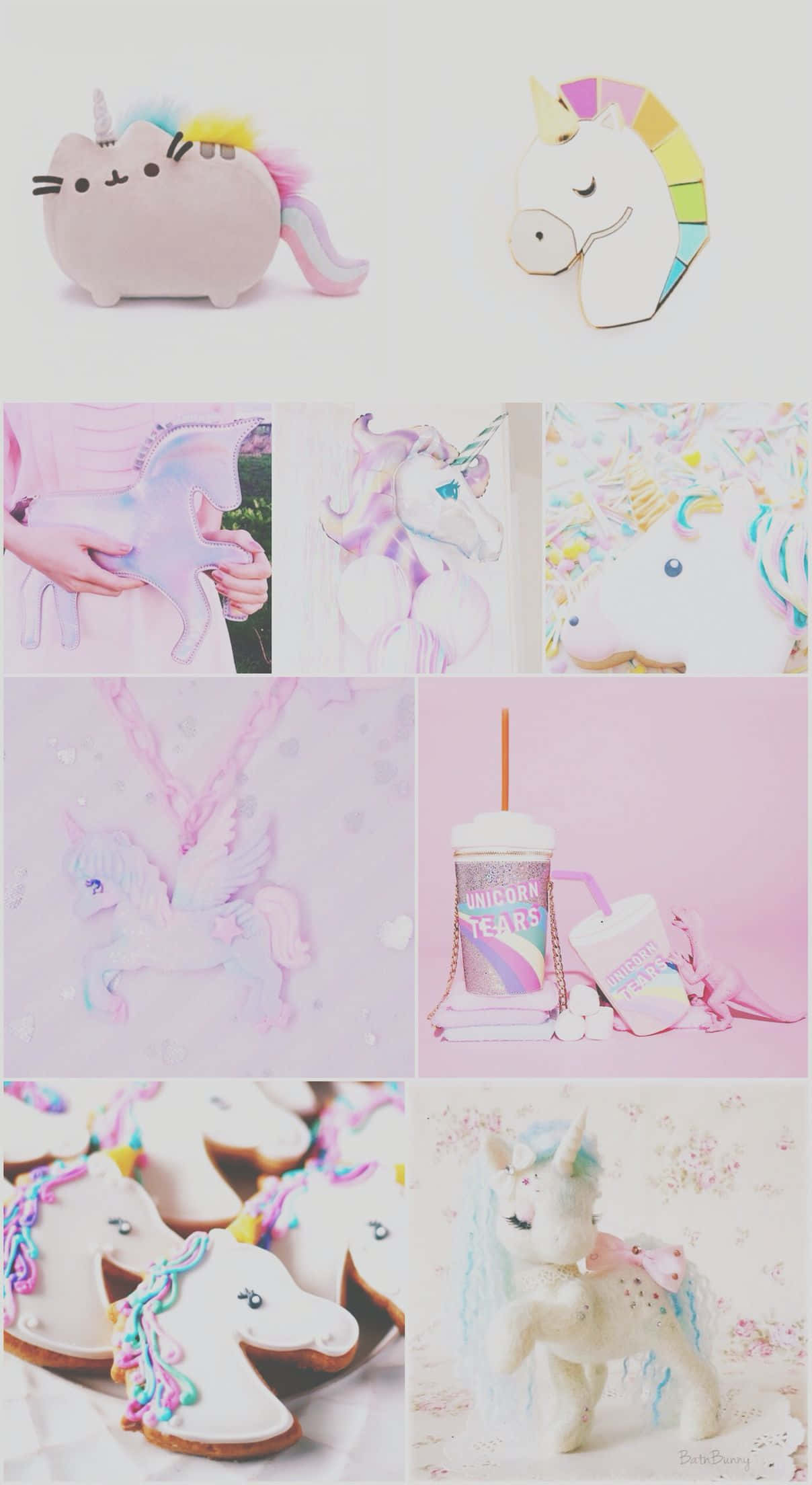 unicorn aesthetic, pastel pink, Pusheen plushies, Full HD Phone Wallpaper