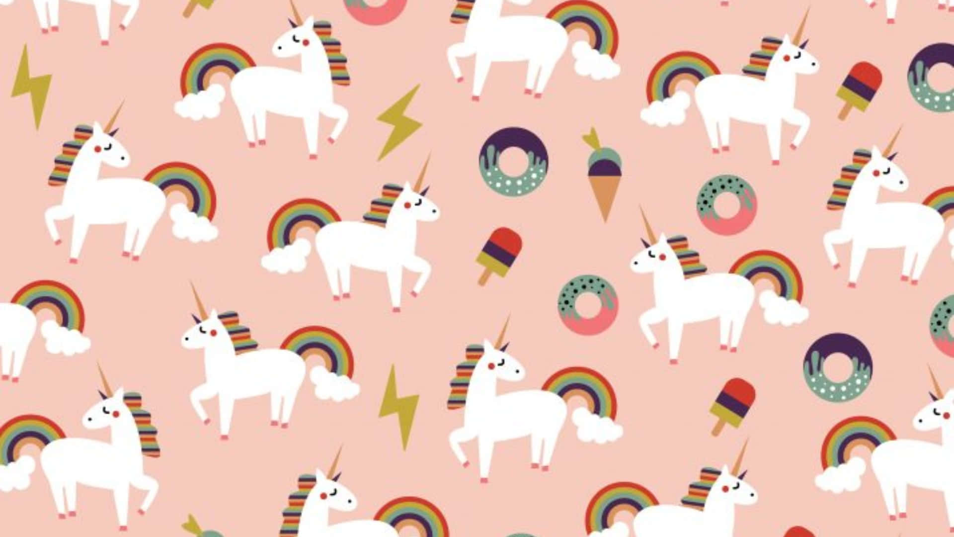 unicorn, rainbows, donuts, Full HD Desktop Wallpaper