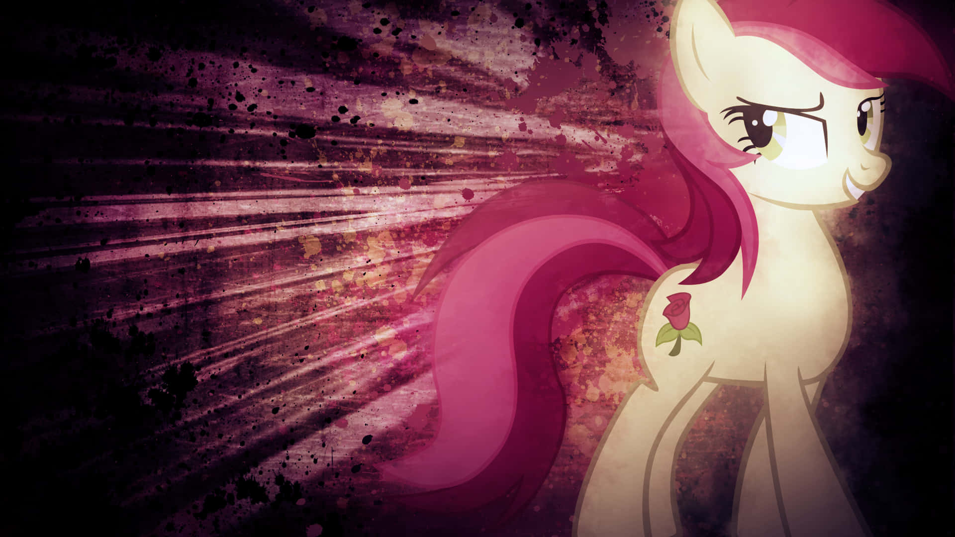 unicorn, pink-haired pony, rose tattoo, Full HD Desktop Wallpaper