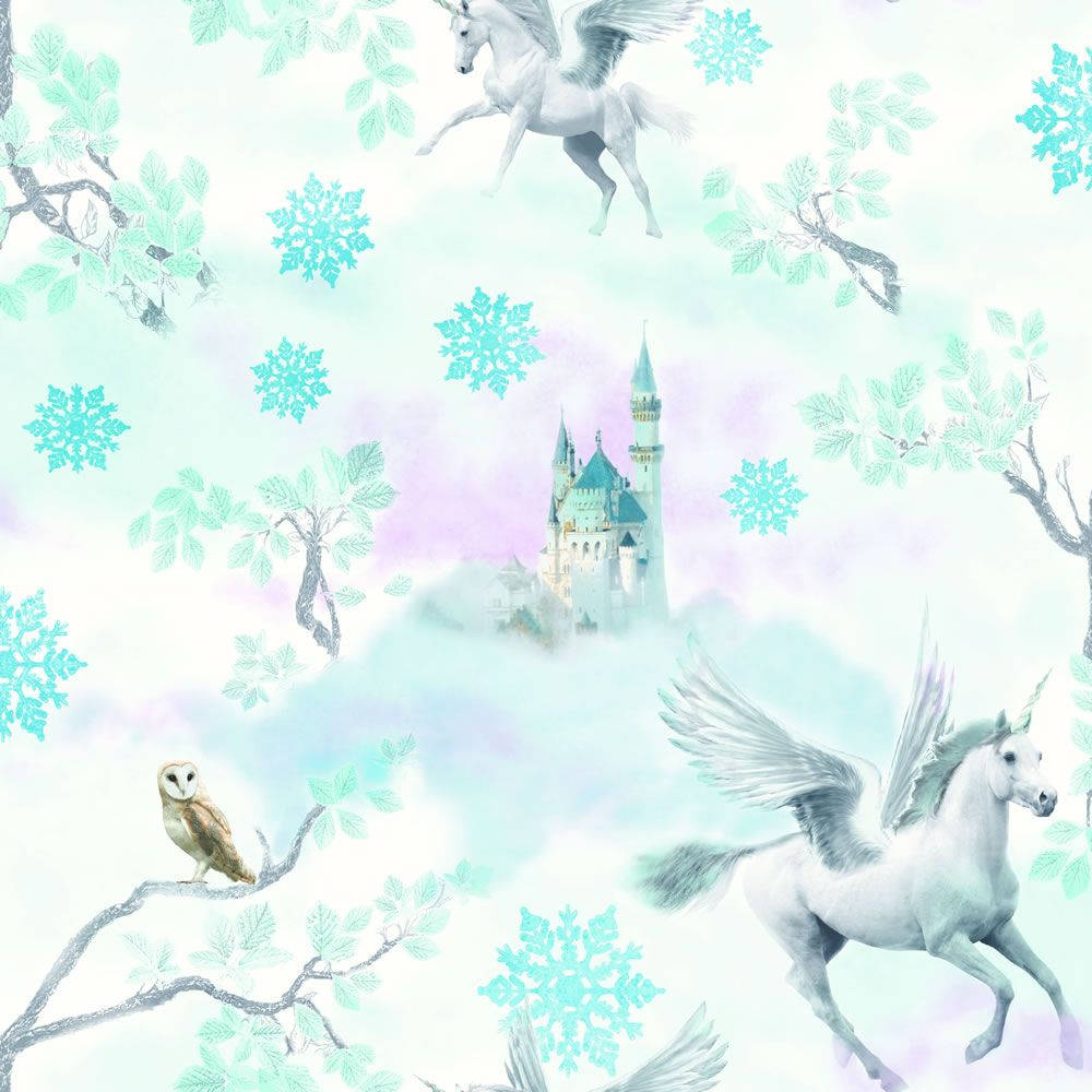 Unicorn, winged unicorns, castle nestled in clouds, SD Desktop Wallpaper