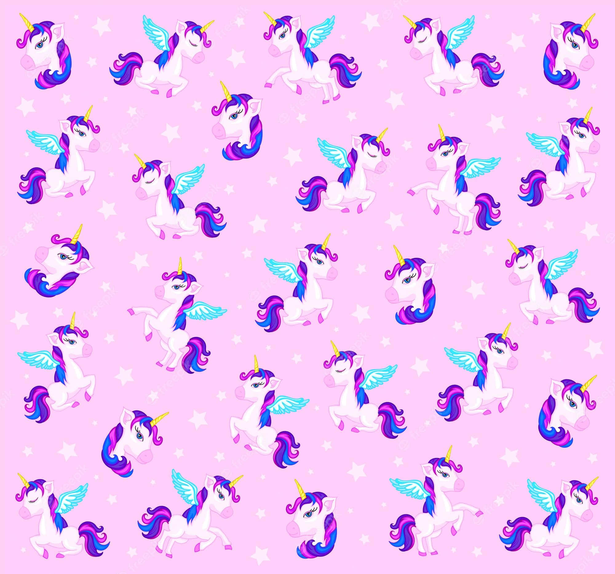 purple manes, pink background, white stars, Full HD Desktop Wallpaper