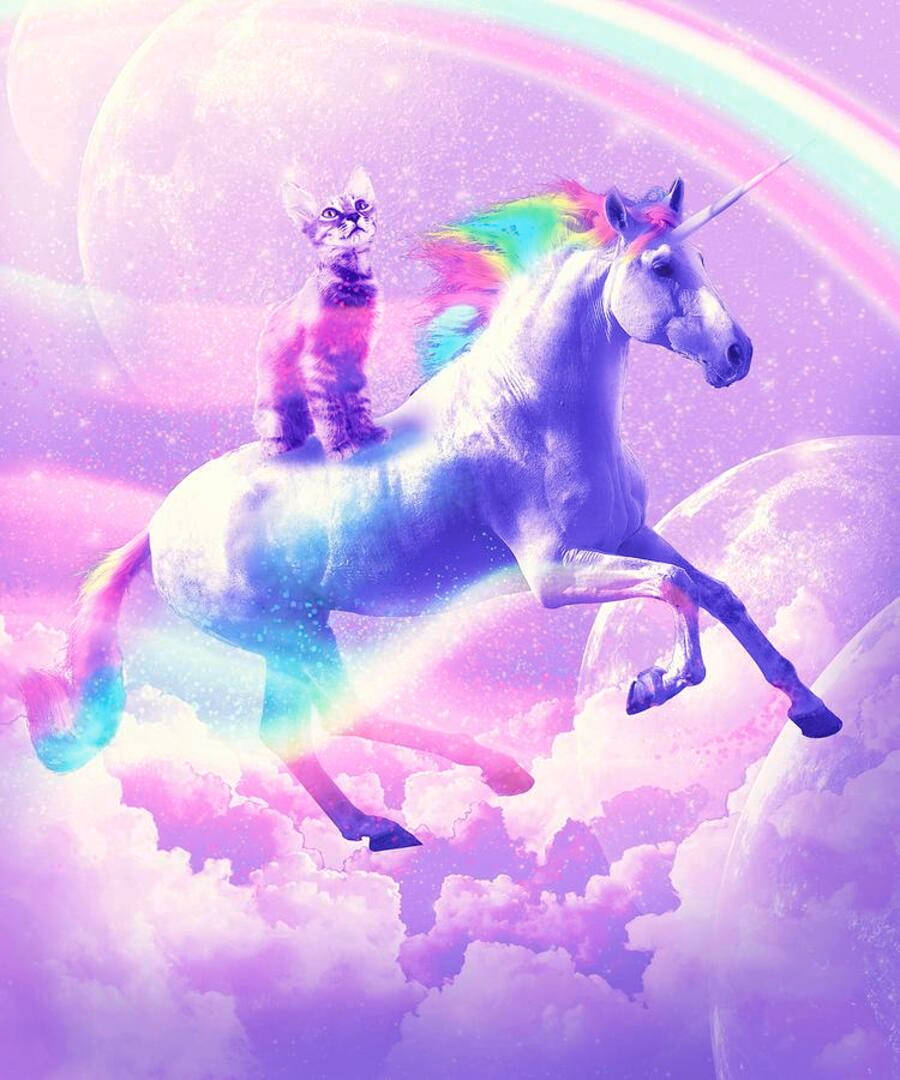 galaxy unicorn, rainbow mane, rainbow tail, SD Phone Wallpaper