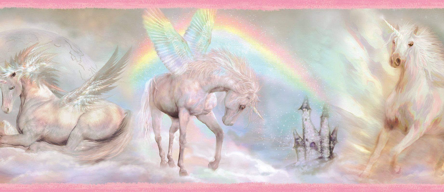 Unicorn, magical wings, vibrant rainbow, HD Desktop Wallpaper
