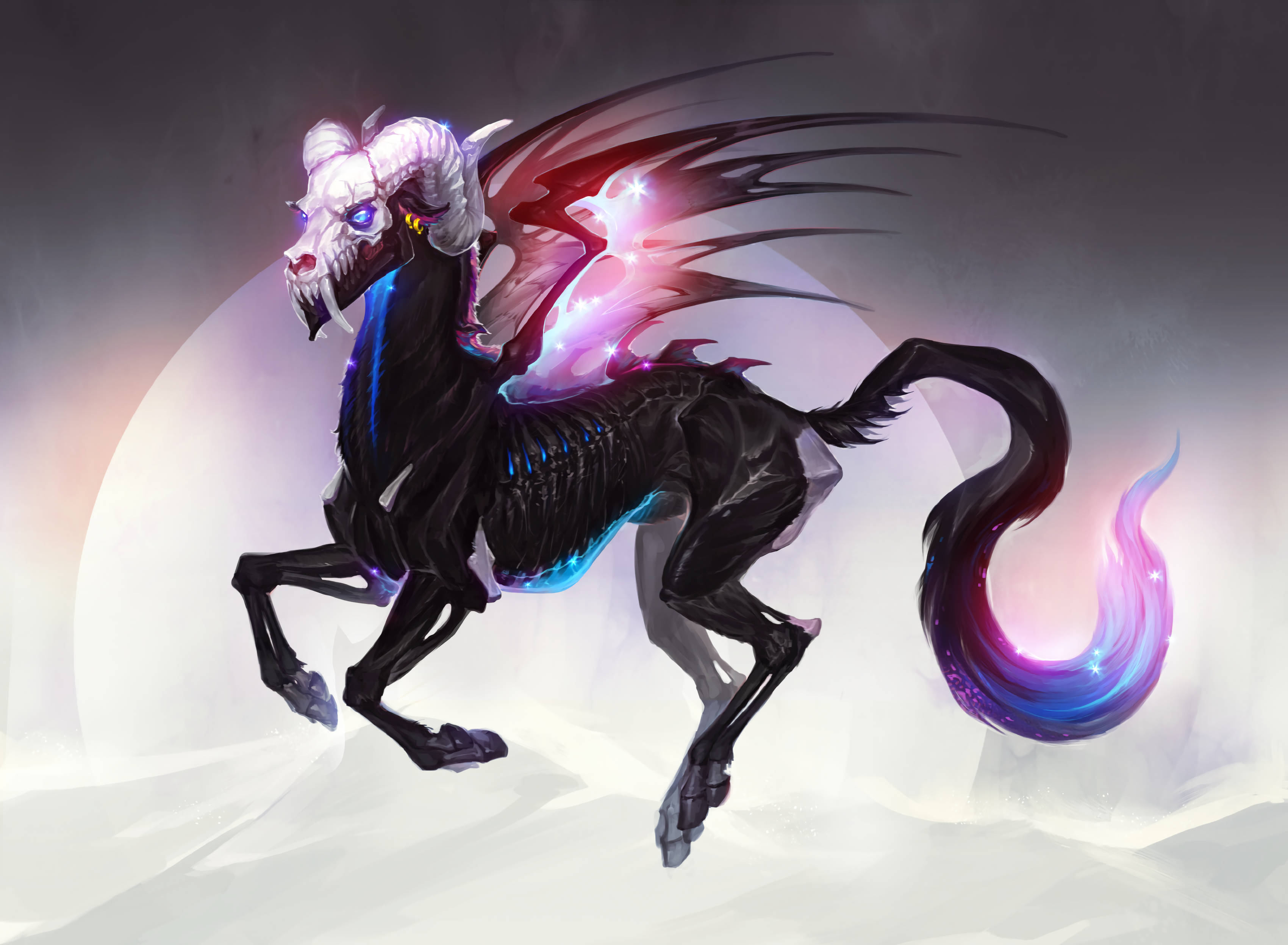 unicorn, skeleton, black, 2K Desktop Wallpaper