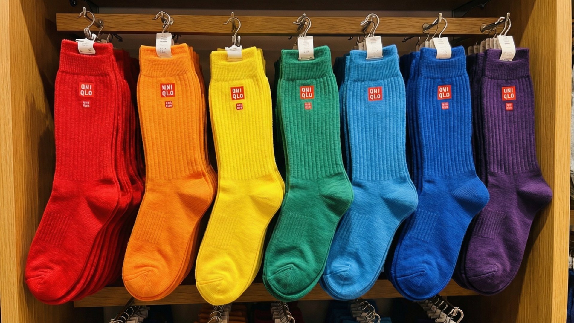 Uniqlo, rainbow-colored, crew socks, Full HD Desktop Wallpaper