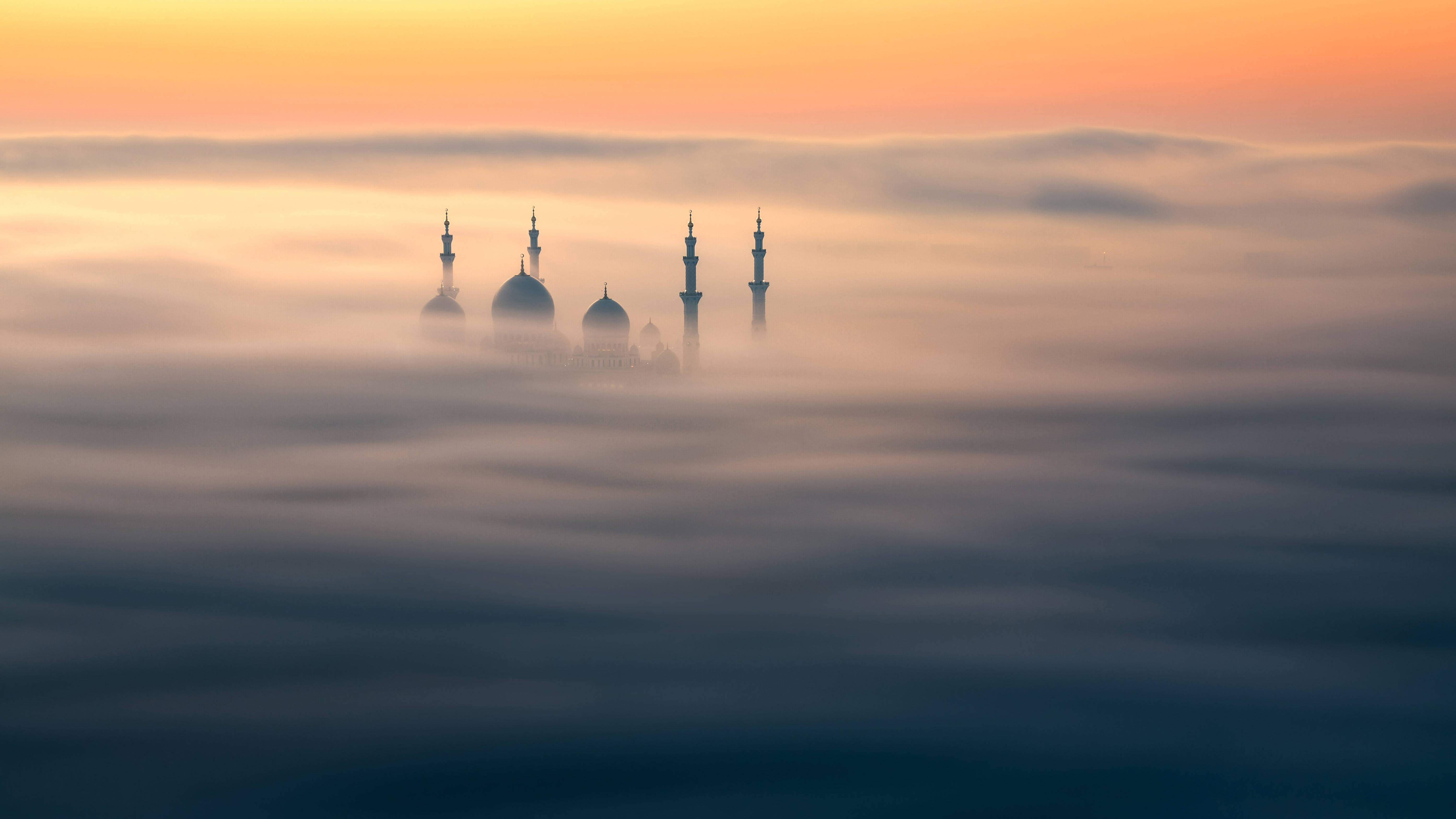 United Arab Emirates, mosque, domes, 5K Desktop Wallpaper