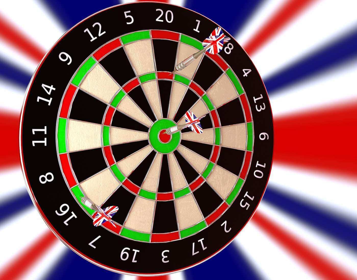 Union Jack flights, darts, dartboard, HD Desktop Wallpaper