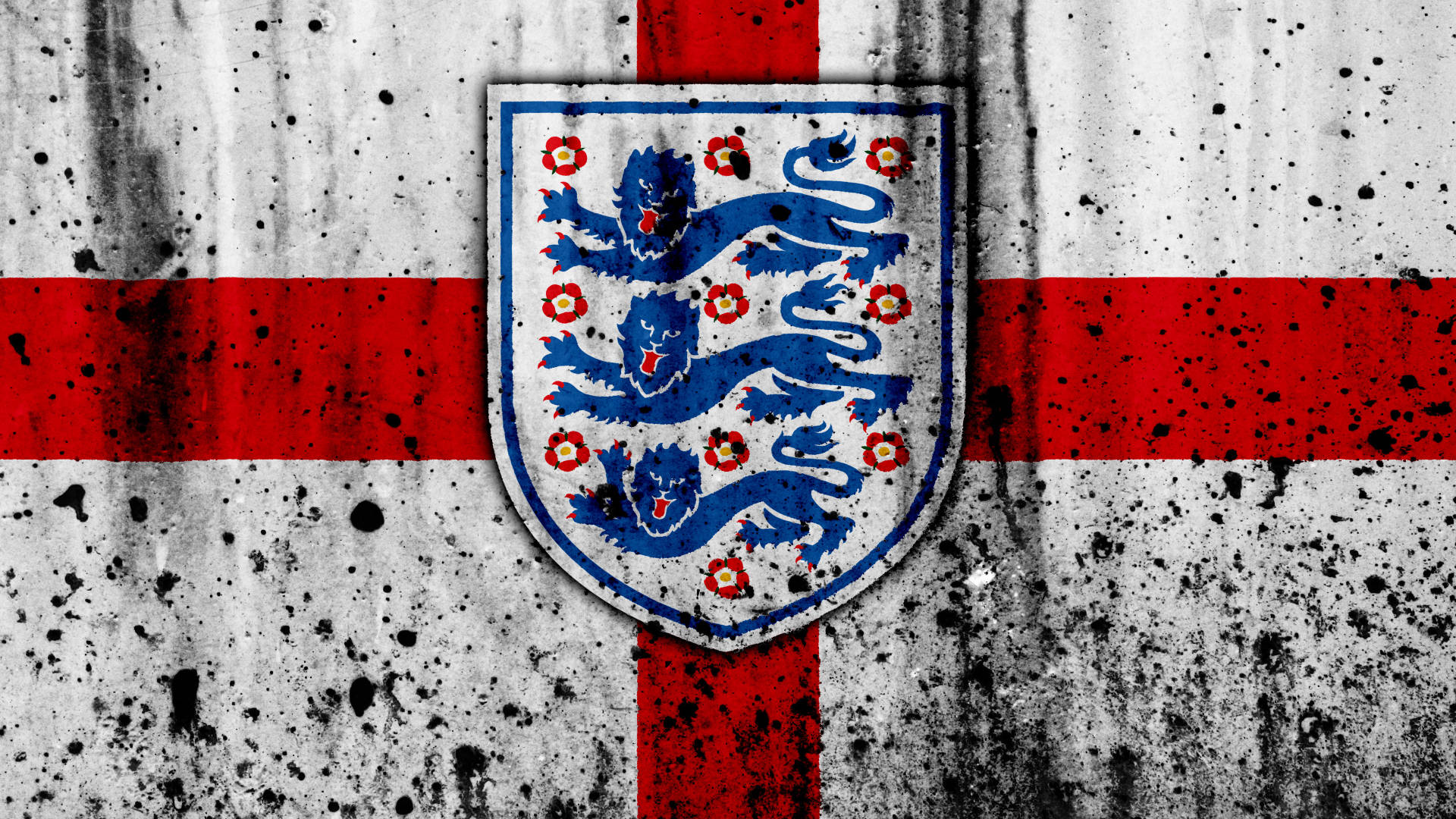 England football, dirty flag, three blue lions, Full HD Desktop Wallpaper