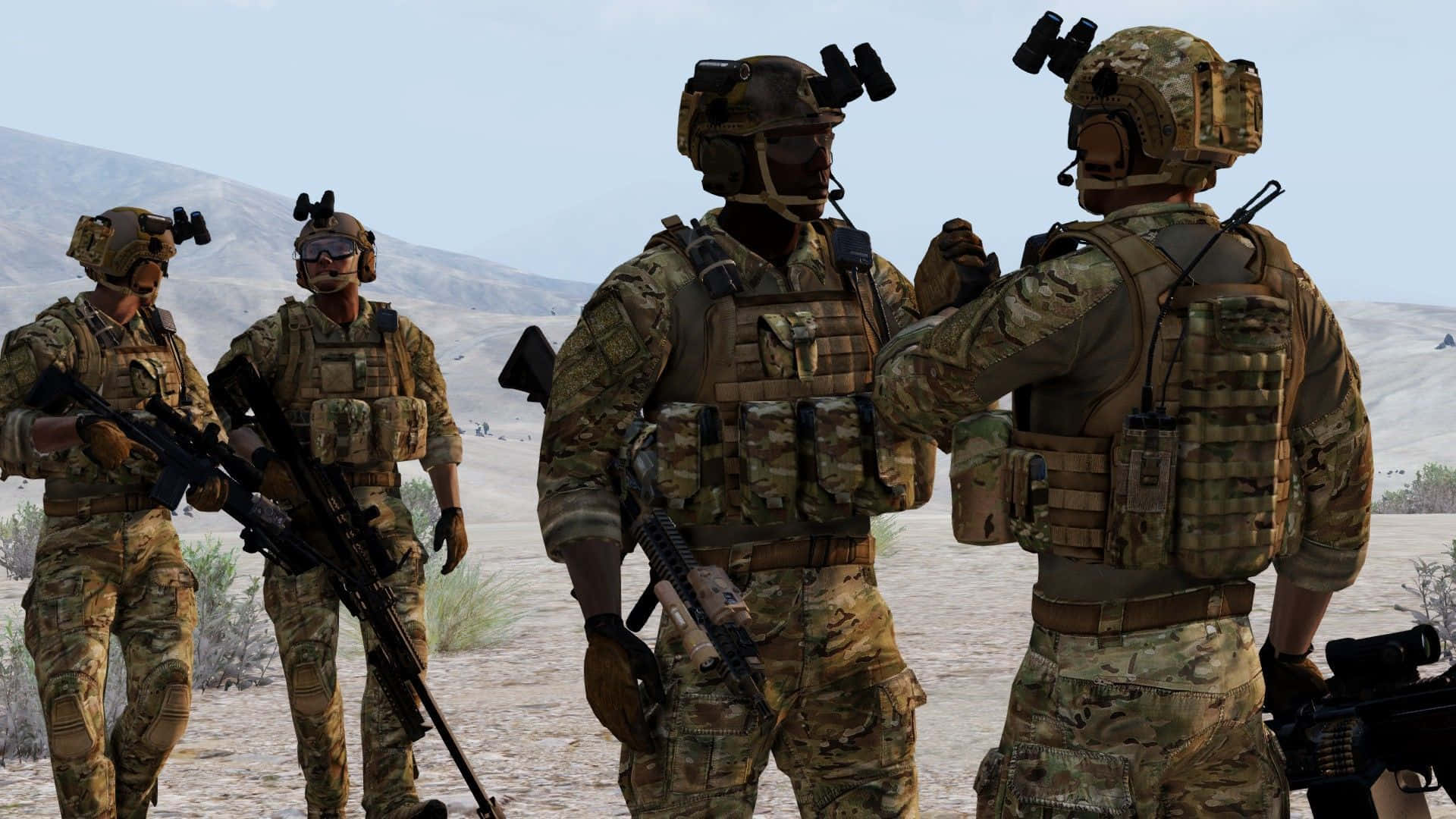 United States Army, tactical gear, desert landscape, Full HD Desktop Wallpaper