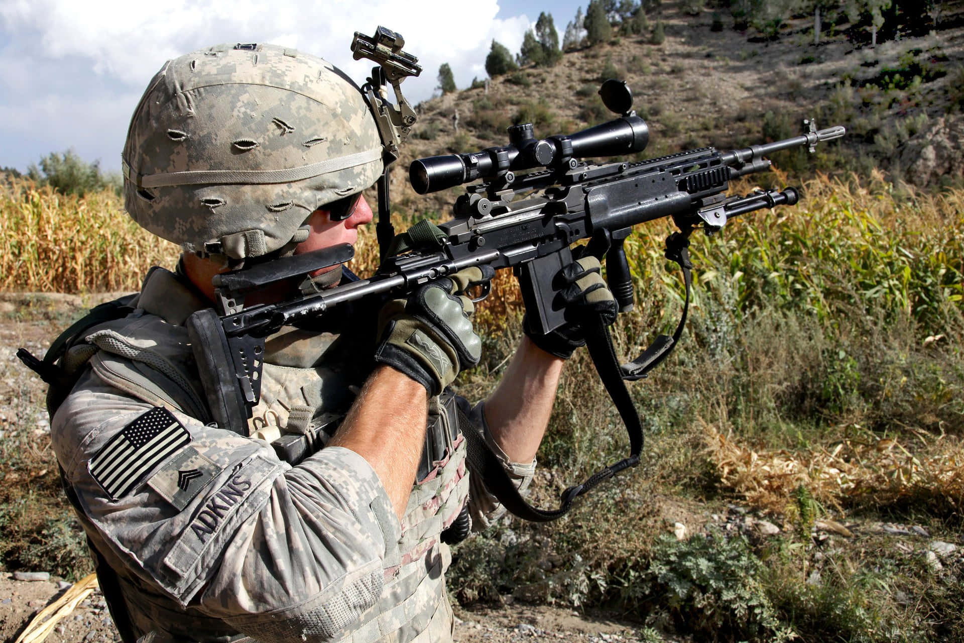 United States Army, camouflage gear, scoped rifle, Full HD Desktop Wallpaper