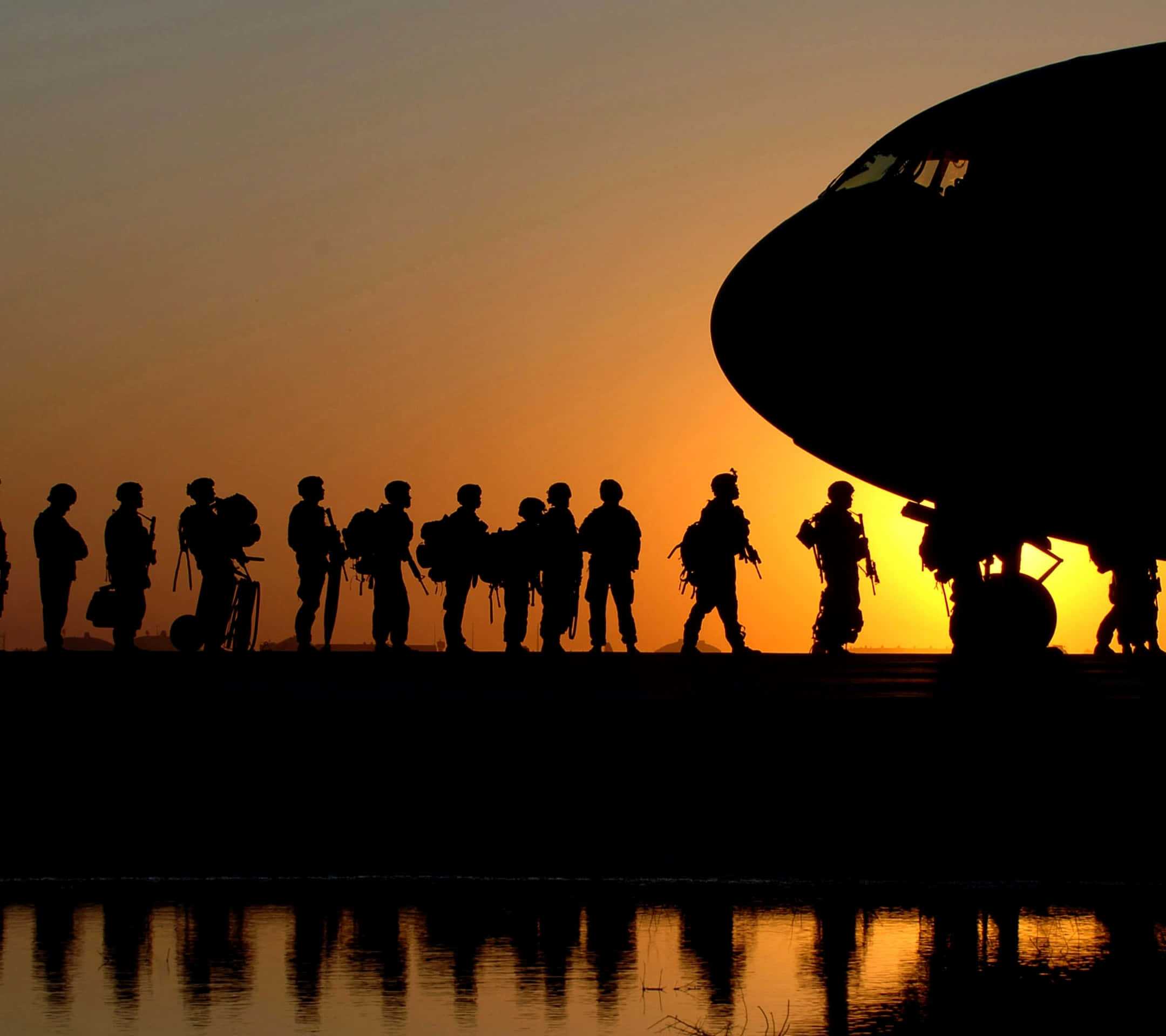 United States Army, sunset, large aircraft, Full HD Desktop Wallpaper