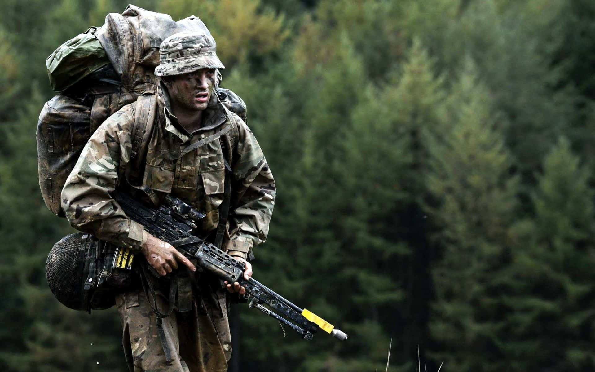 United States Army, camouflage gear, rifle, Full HD Desktop Wallpaper