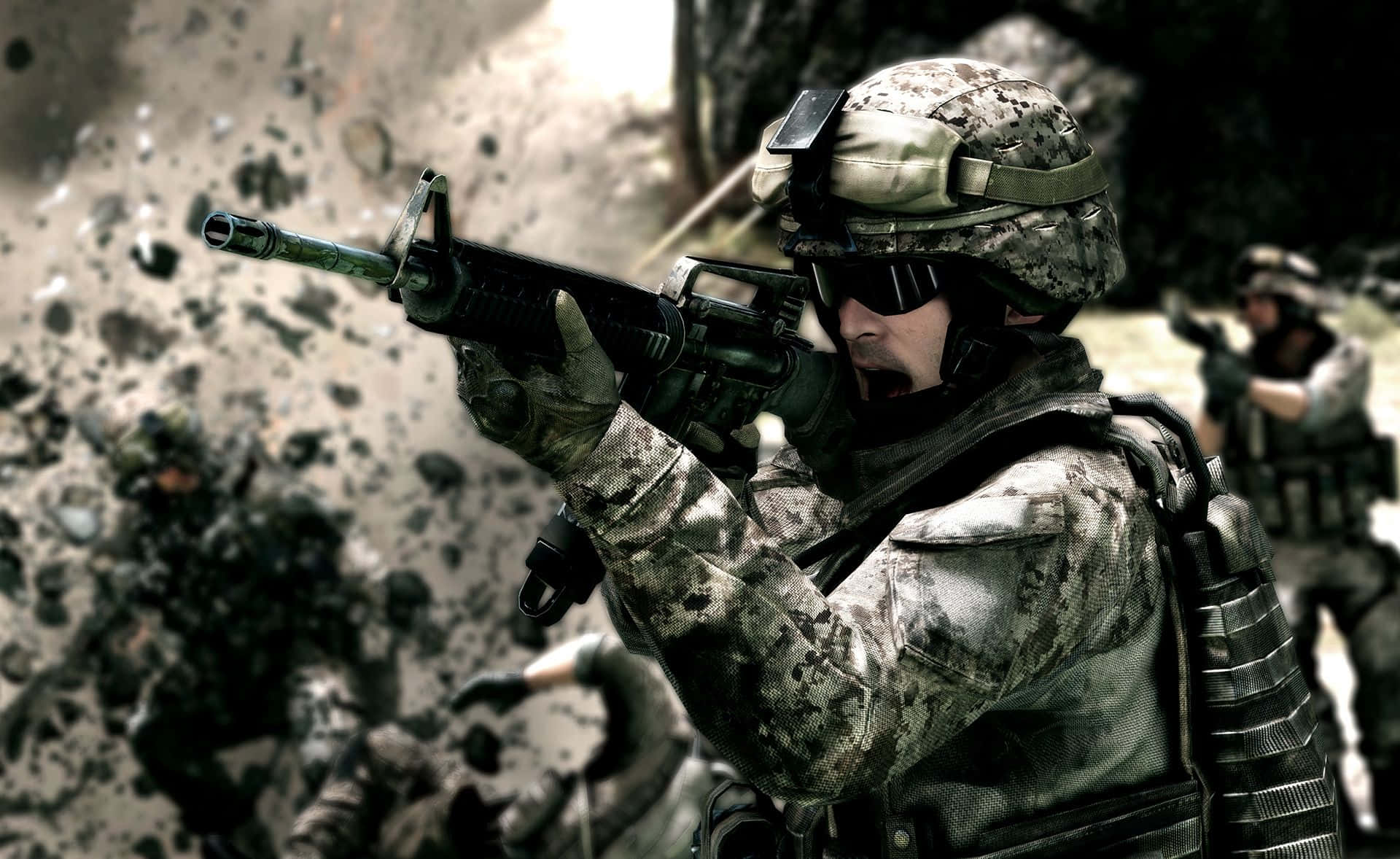 United States Army, camouflage gear, rifle, Full HD Desktop Wallpaper