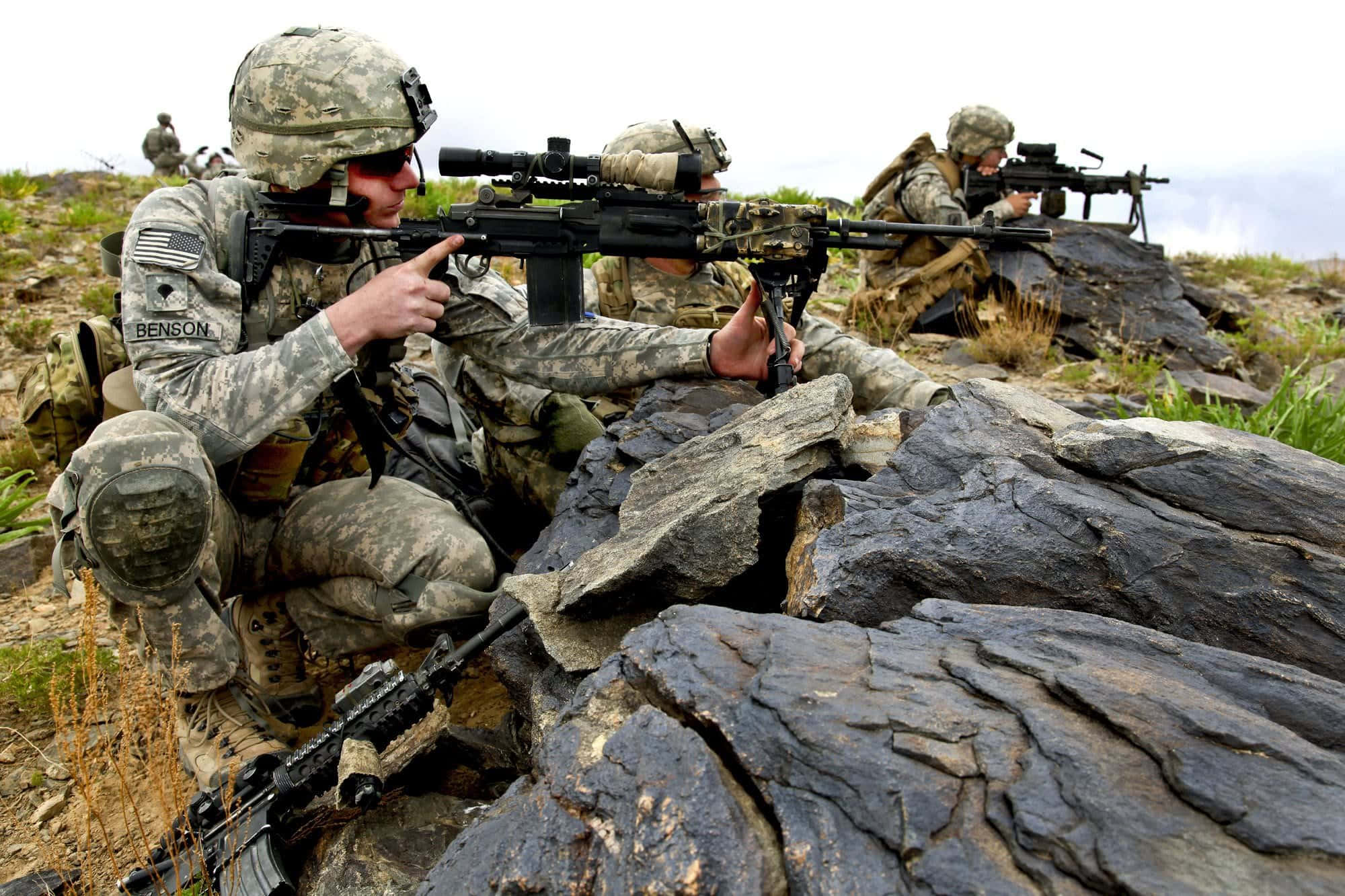 United States Army, camouflage gear, rifles, Full HD Desktop Wallpaper