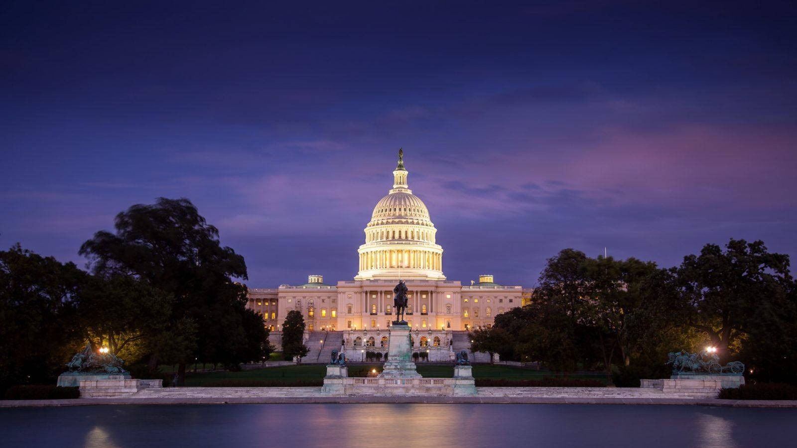 United States Capitol, twilight sky, purple clouds, HD Desktop Wallpaper