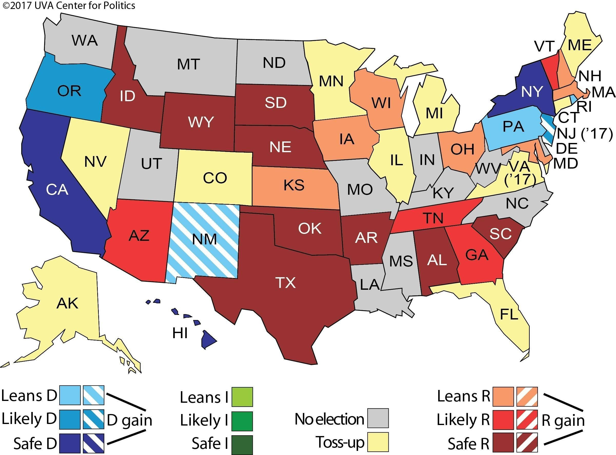 United States Map, 2017 election leanings, color-coded states, Full HD Desktop Wallpaper