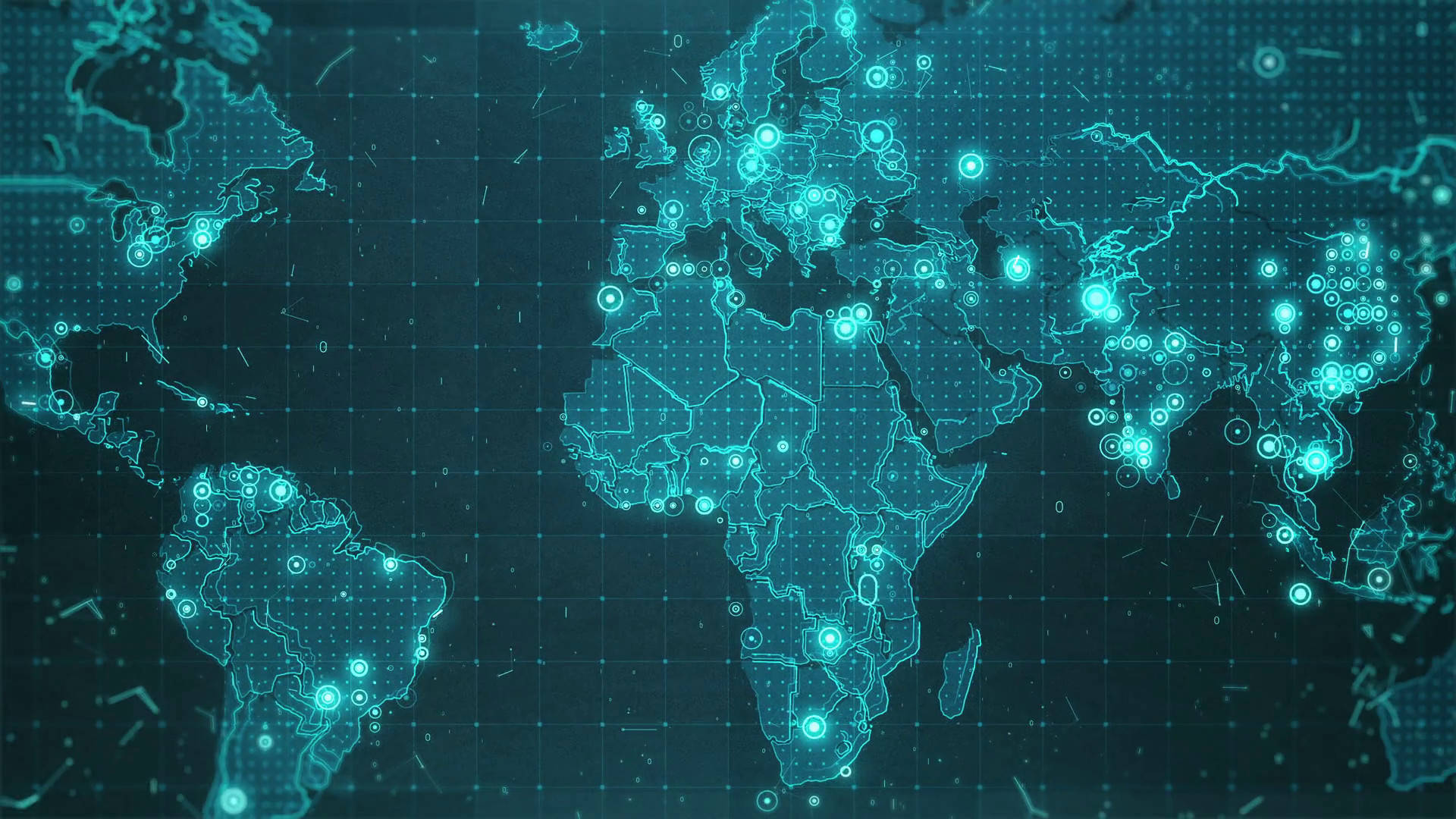 United States Map, glowing teal, digital world map, Full HD Desktop Wallpaper