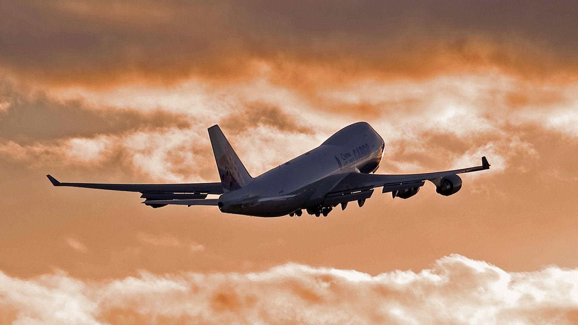 United, airplane, sunset, Full HD Desktop Wallpaper