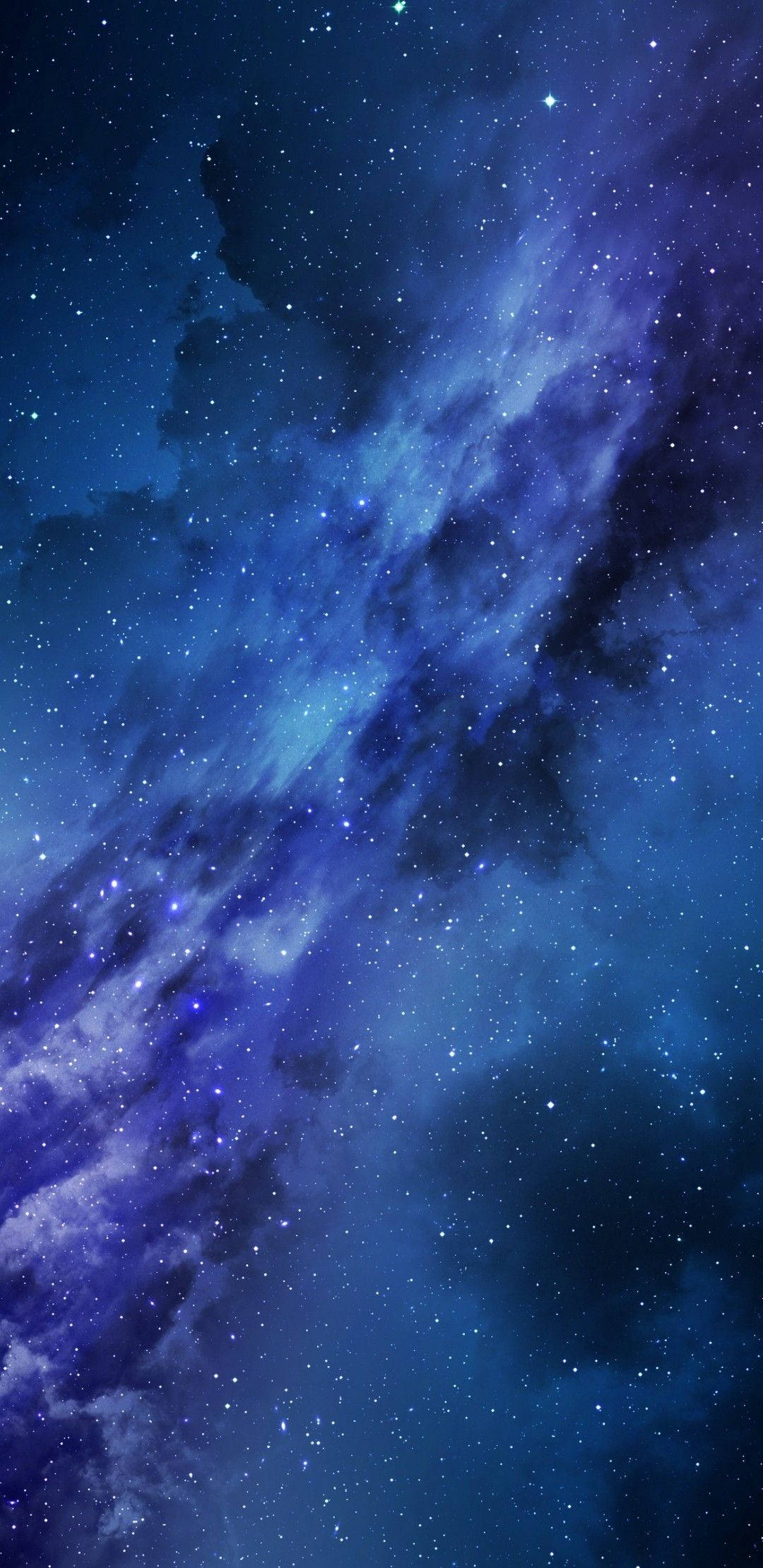 starry blue sky, cosmic nebula, deep blues, Full HD Phone Wallpaper
