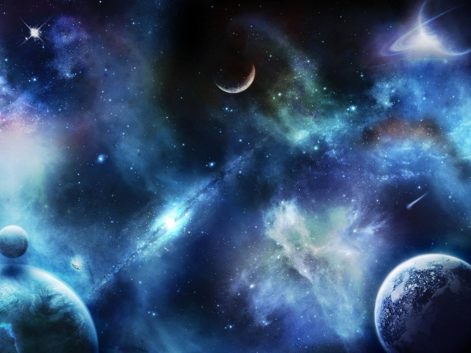 Universal, blue space, glowing nebulae, HD Desktop Wallpaper