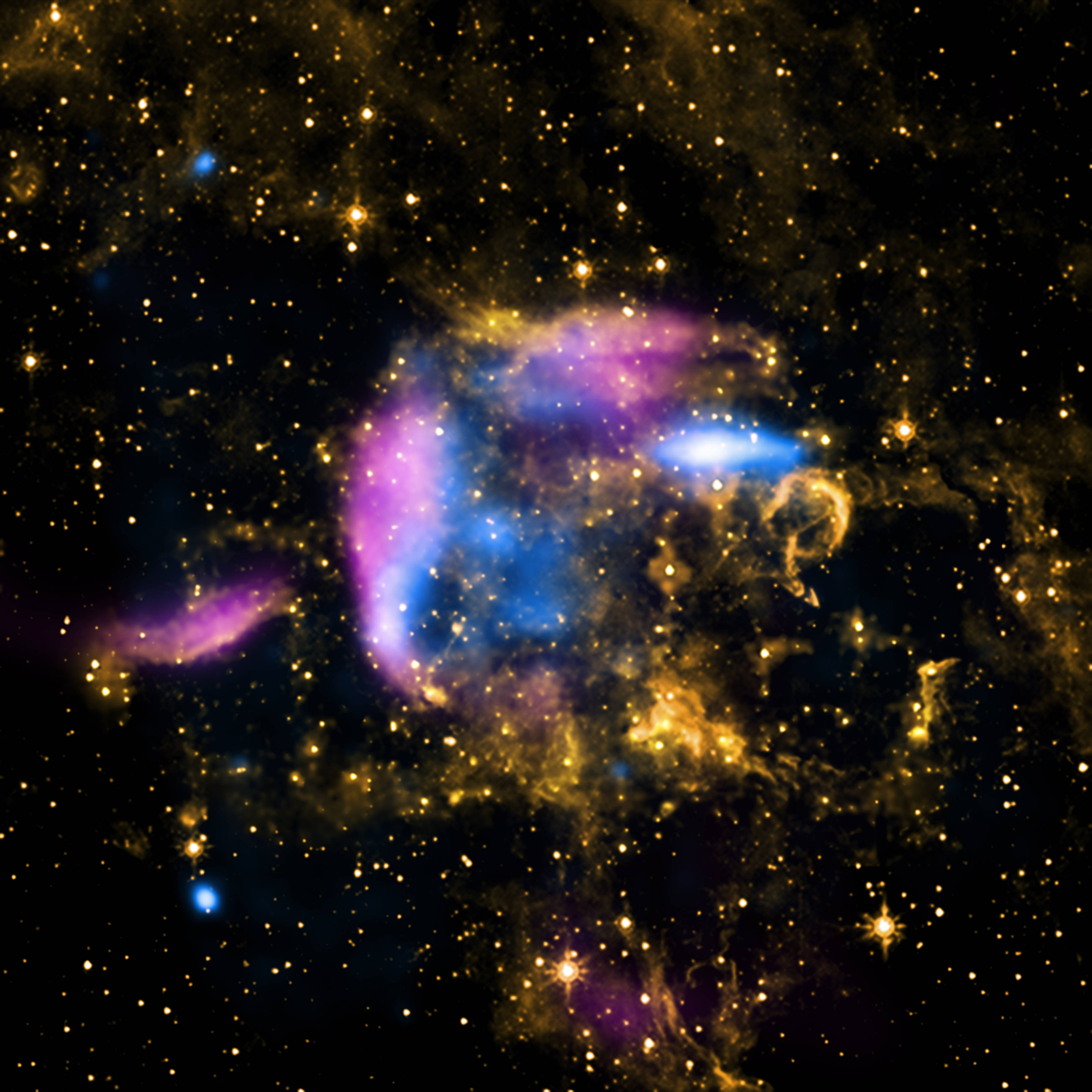 supernova remnant, purple blue, gold, 2K Desktop Wallpaper