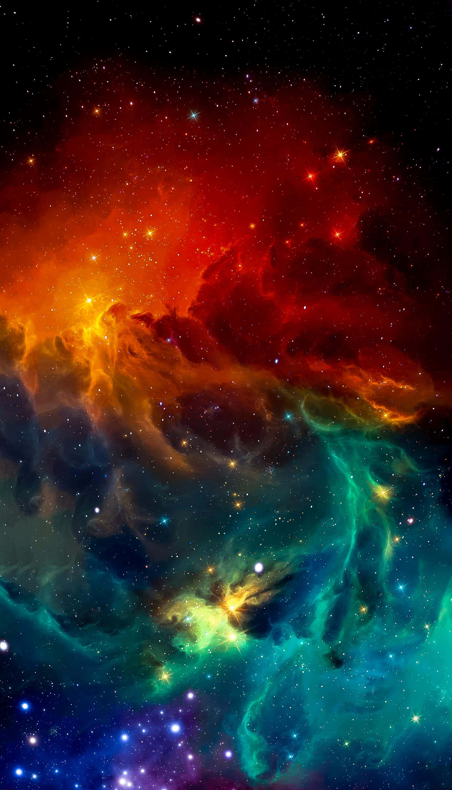 Universe iPhone, cosmic nebula, fiery reds, 2K Phone Wallpaper