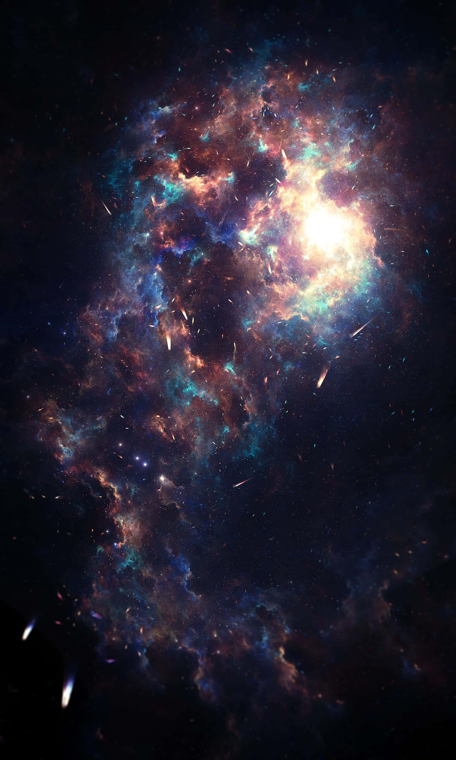 Universe iPhone, vibrant cosmic nebula, fiery orange, 2K Phone Wallpaper
