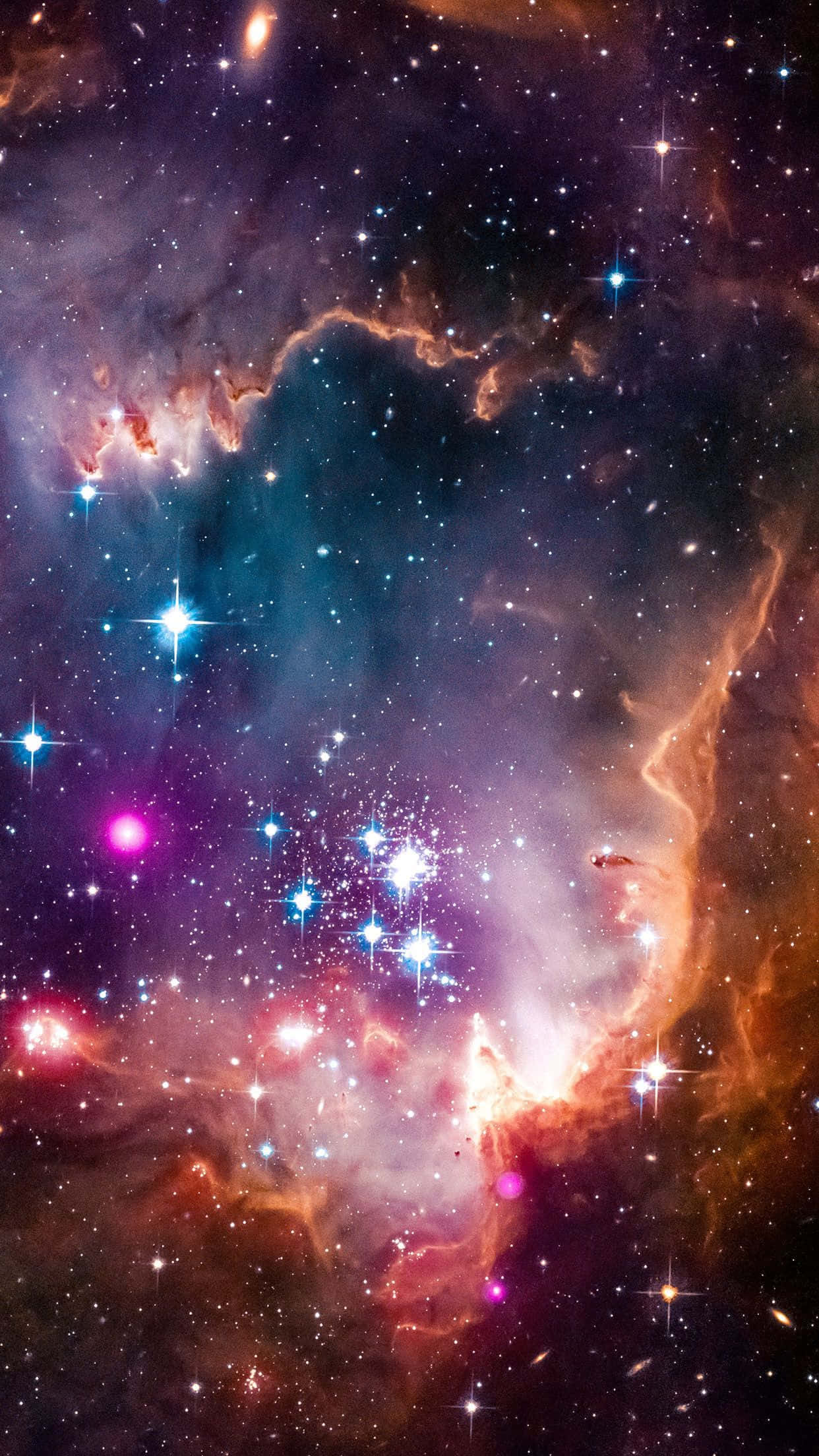 Universe iPhone, cosmic nebula, glowing orange pink, Full HD Phone Wallpaper