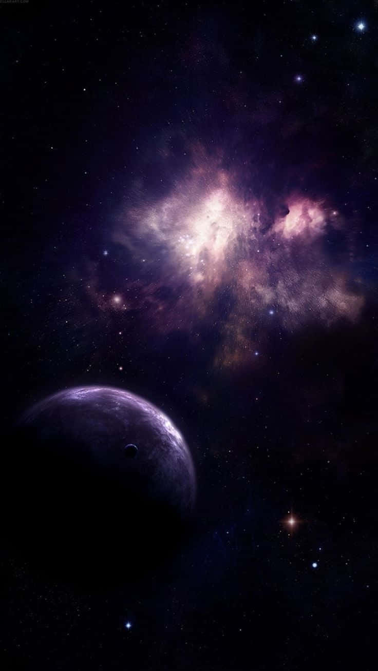 Universe iPhone, purple nebula, starfield, HD Phone Wallpaper
