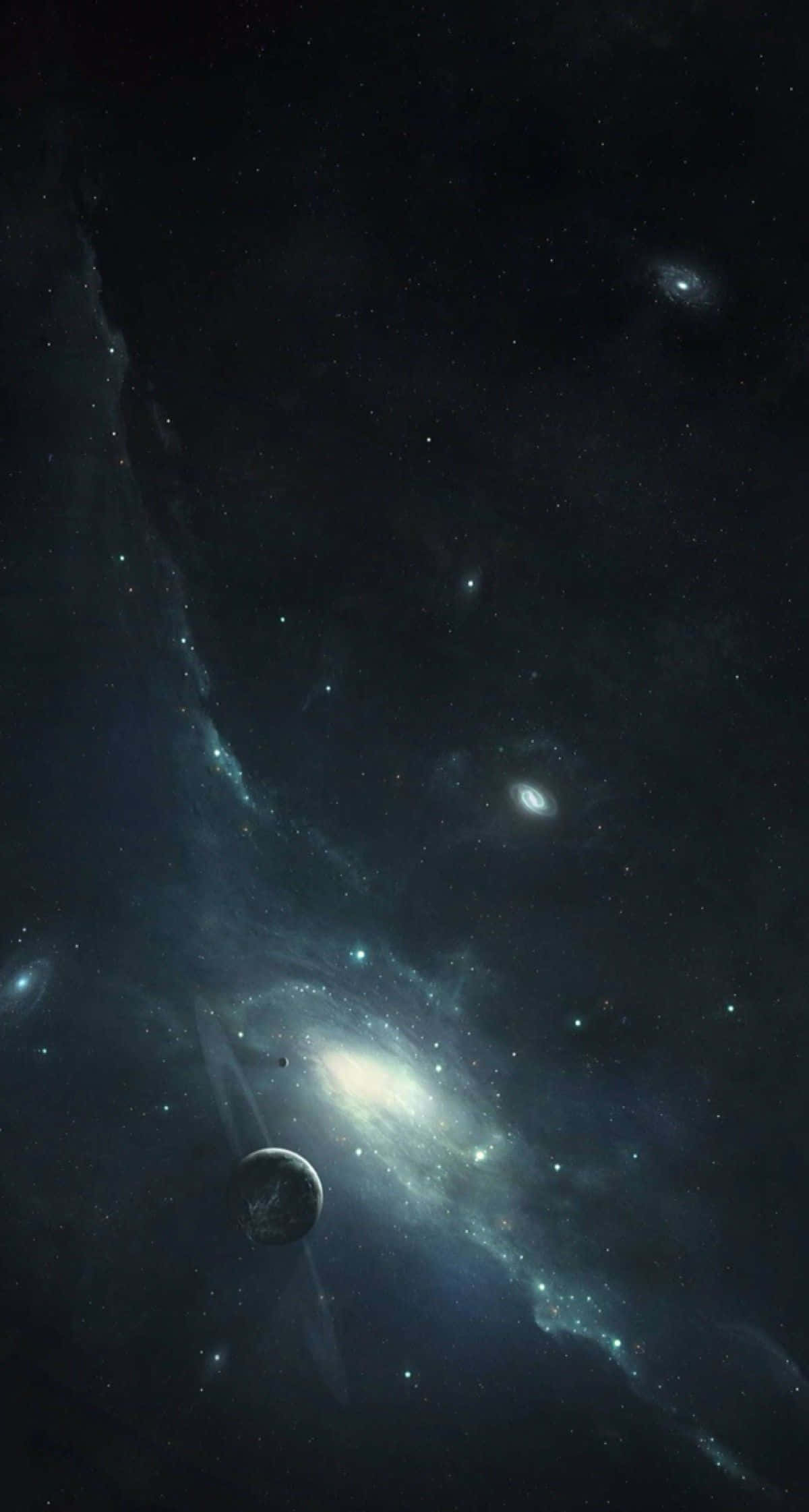Universe iPhone, spiral galaxy, blue and white nebulae, Full HD Phone Wallpaper