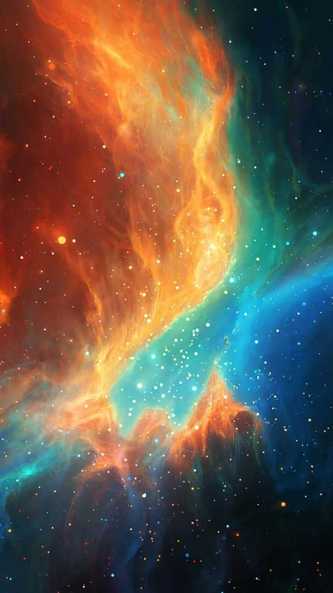 Universe iPhone, cosmic nebula, fiery orange, SD Phone Wallpaper