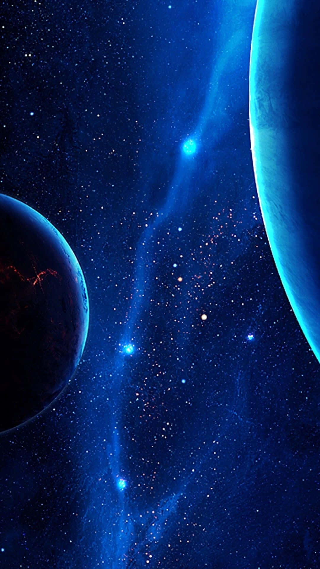 Universe iPhone, blue nebula, starfield, Full HD Phone Wallpaper
