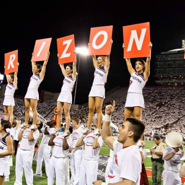 University Of Arizona, cheerleaders, white uniforms, SD Desktop Wallpaper