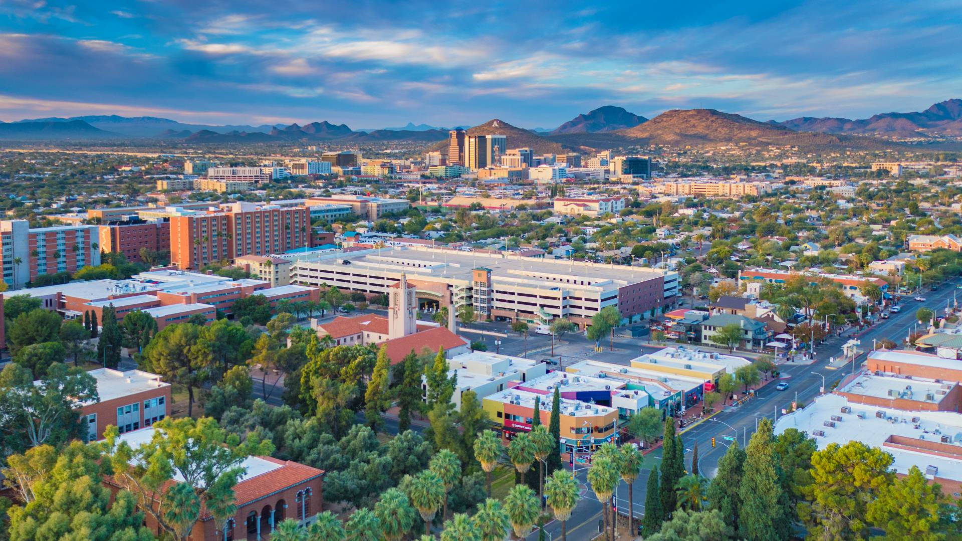 University Of Arizona, sunset, mountains, Full HD Desktop Wallpaper