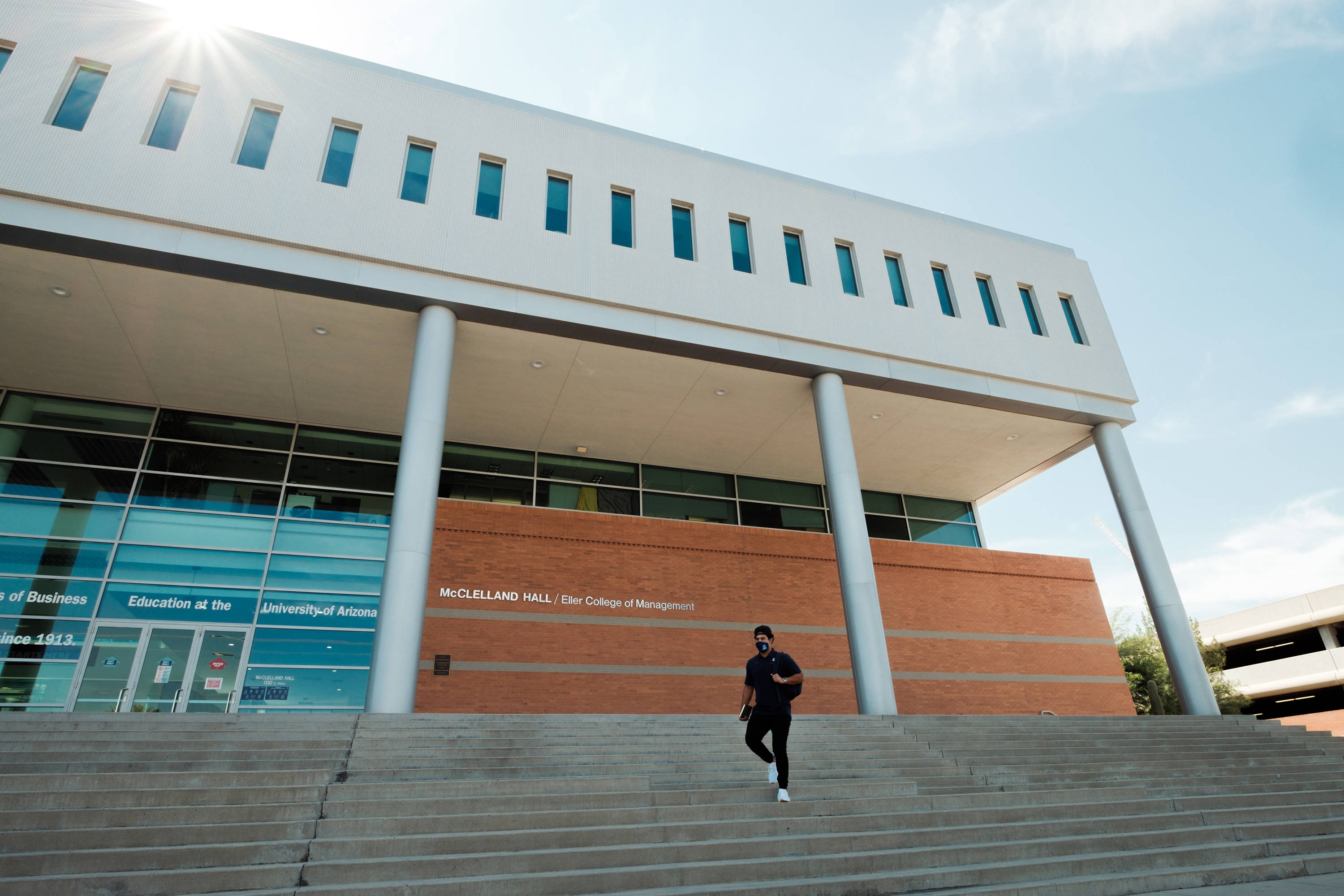 University Of Arizona, concrete steps, modern university building, 2K Desktop Wallpaper