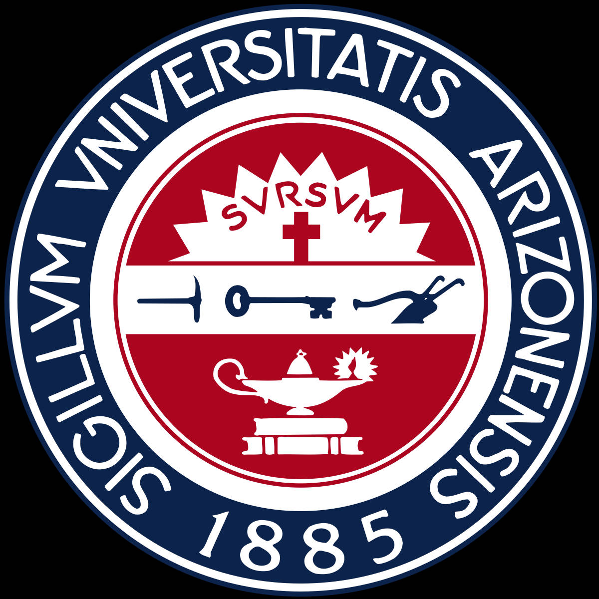 University Of Arizona, red white and navy blue, crossed tools key and lamp, SD Desktop Wallpaper