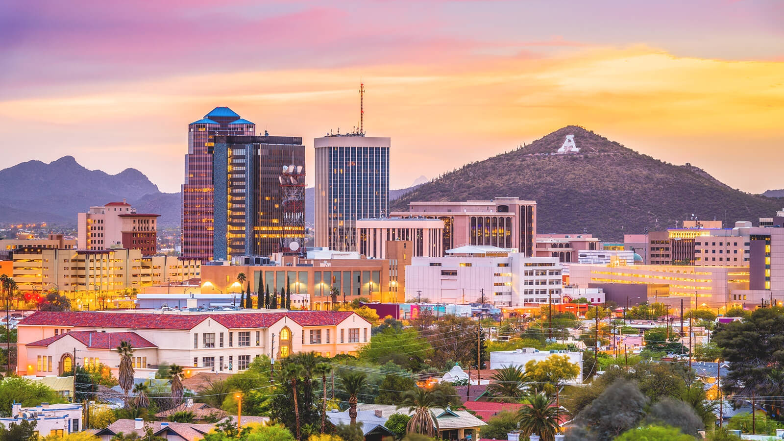 University of Arizona, Mountain, Sunset, HD Desktop Wallpaper
