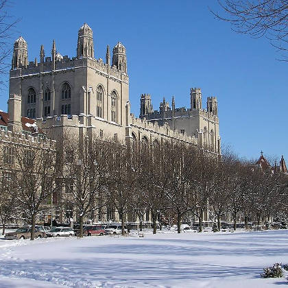 University Of Chicago, Gothic cathedral, clear blue sky, SD Desktop Wallpaper