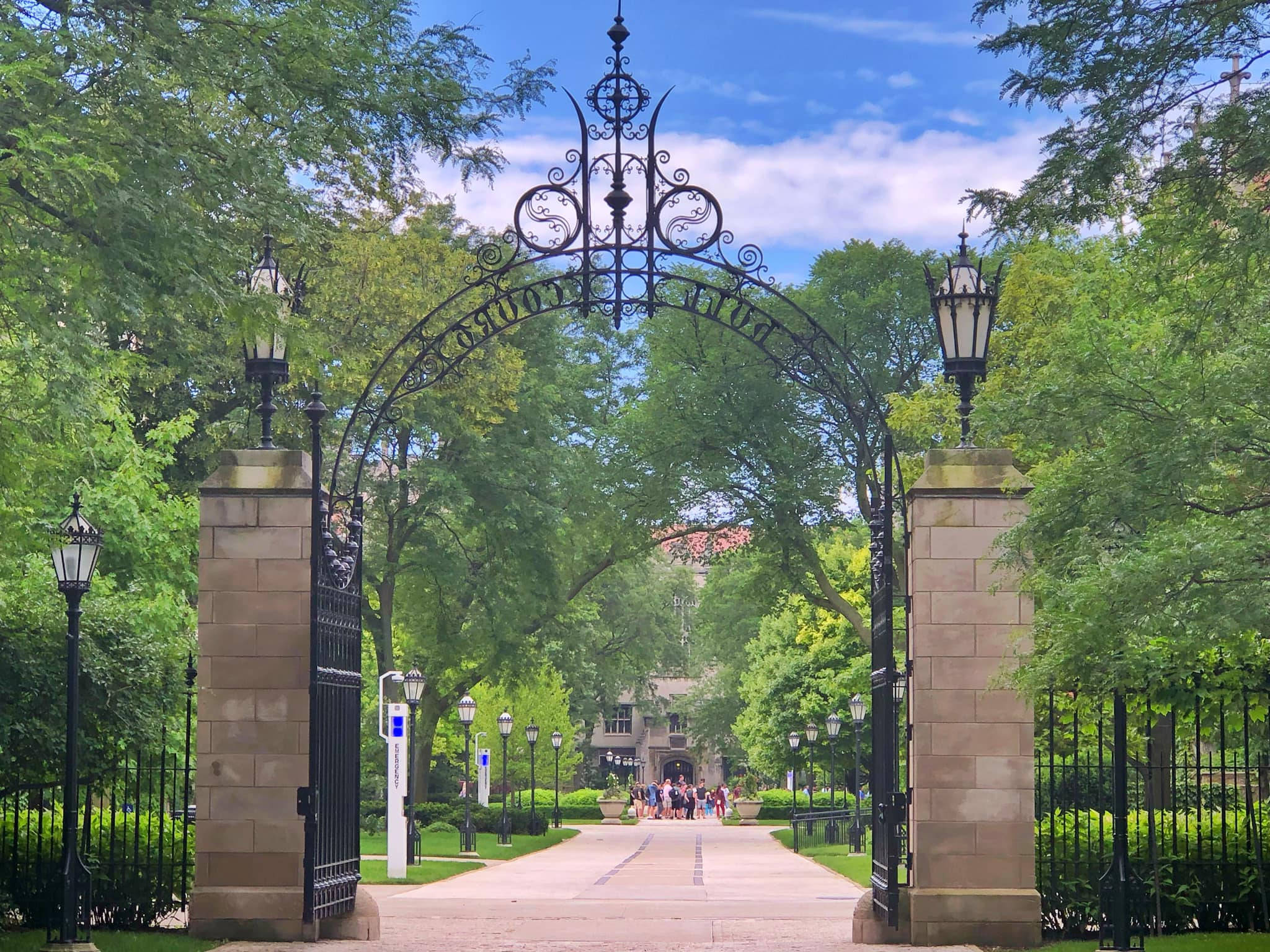 University Of Chicago, steel arc, black iron gate, Full HD Desktop Wallpaper